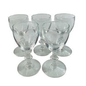 Vintage Clear Glass Georgian Cordial Cocktail Stemware Glasses Set of 5